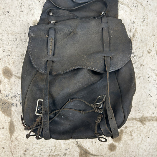 Vintage Black Leather Throwover Saddlebags