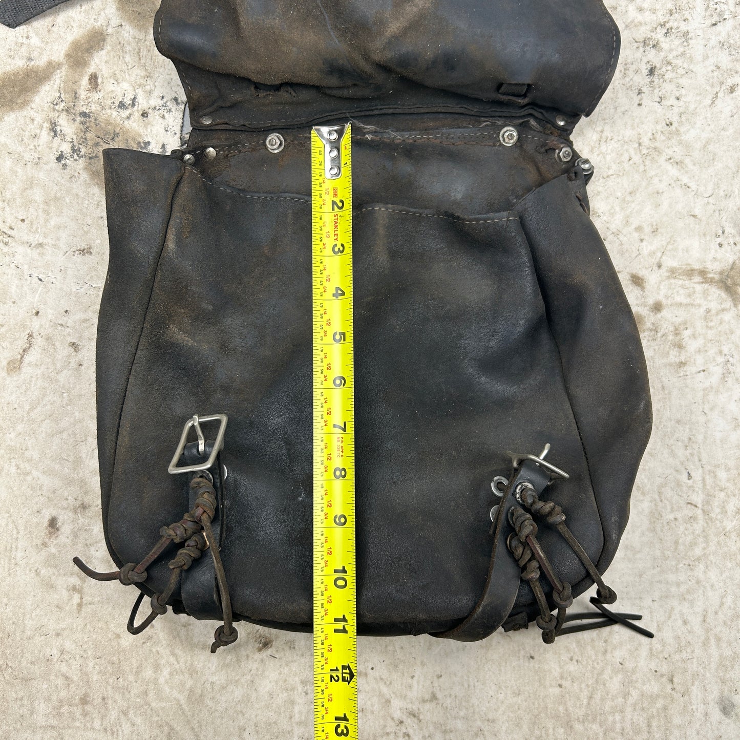 Vintage Black Leather Throwover Saddlebags