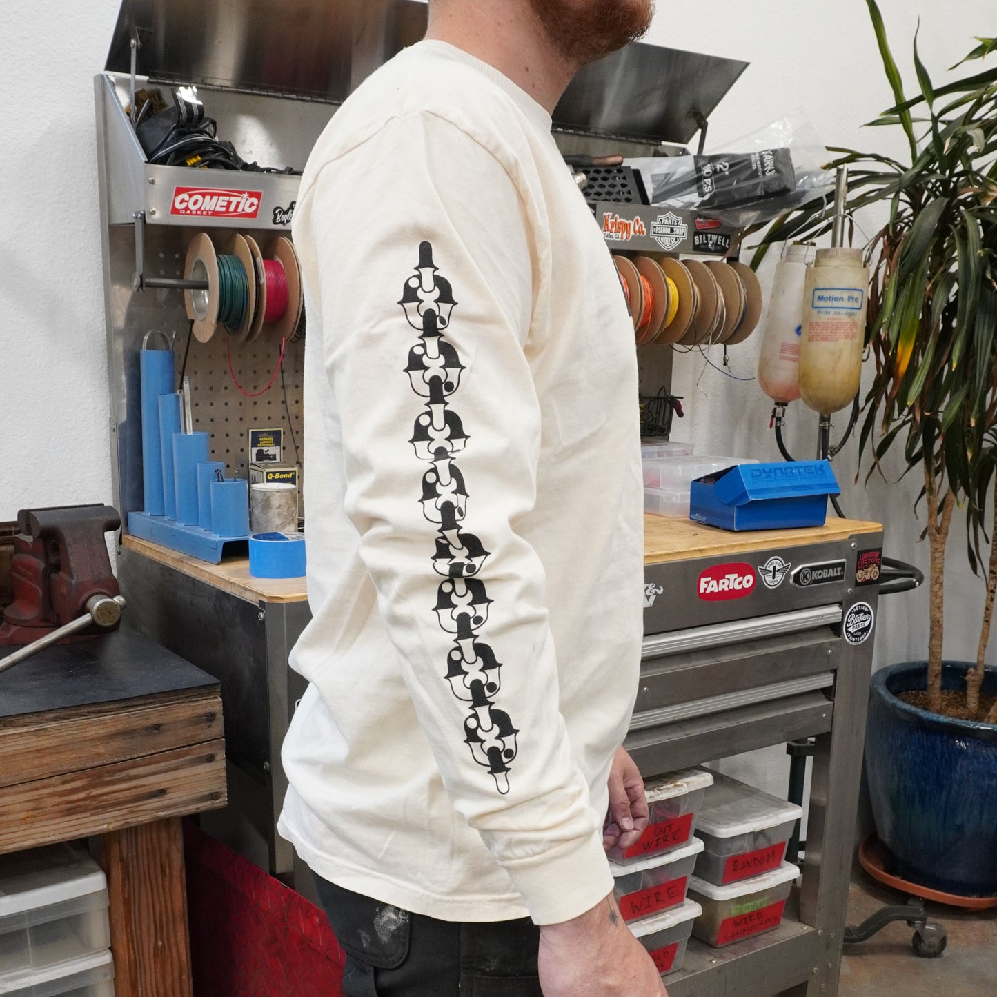 Ying Yang Chain Long Sleeve Tee - Off White
