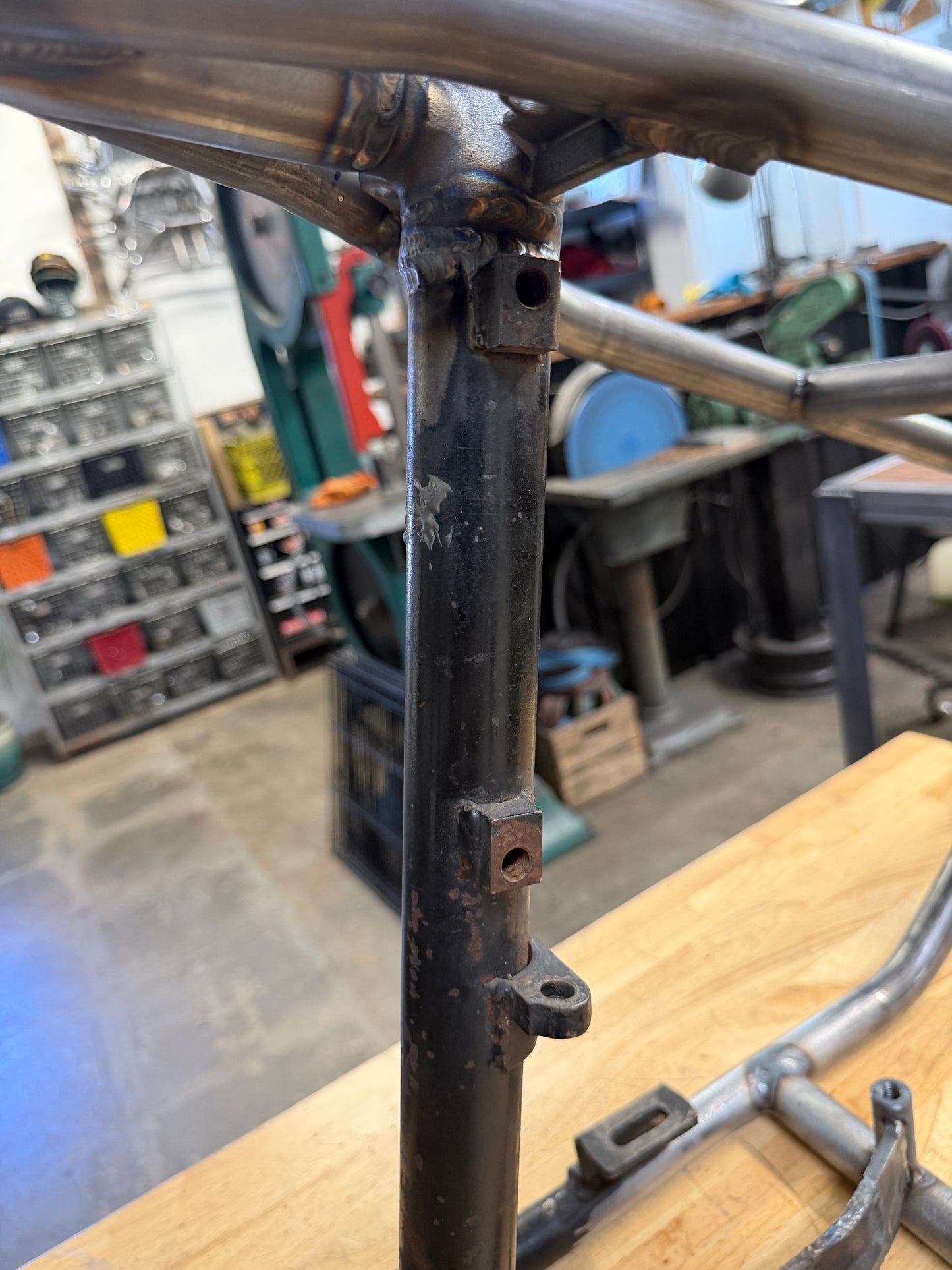 1974 Shovelhead Frame w/ Krispy Hard Tail Kit Installed