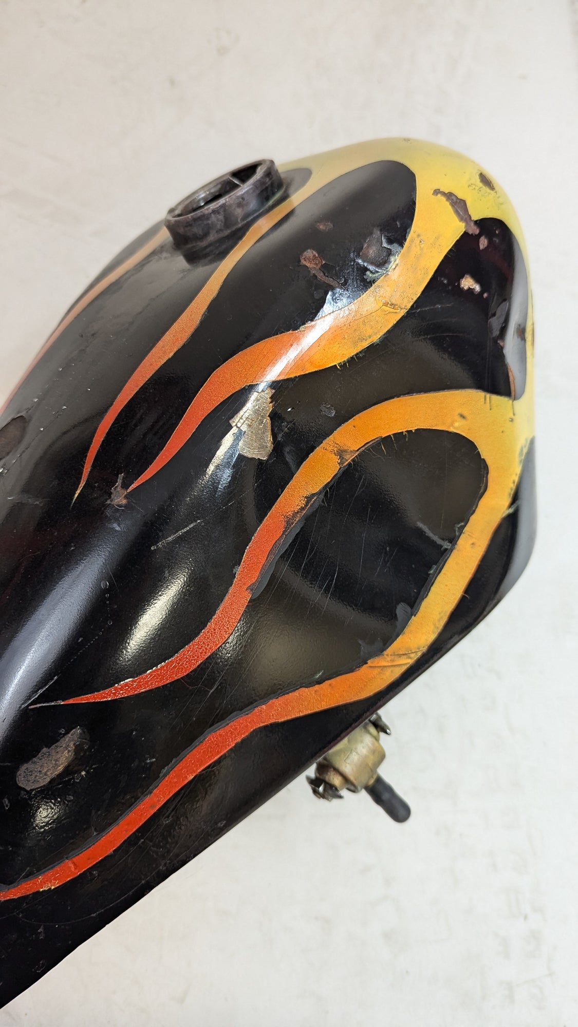 Crusty Ol' Sportster Tank with Flames
