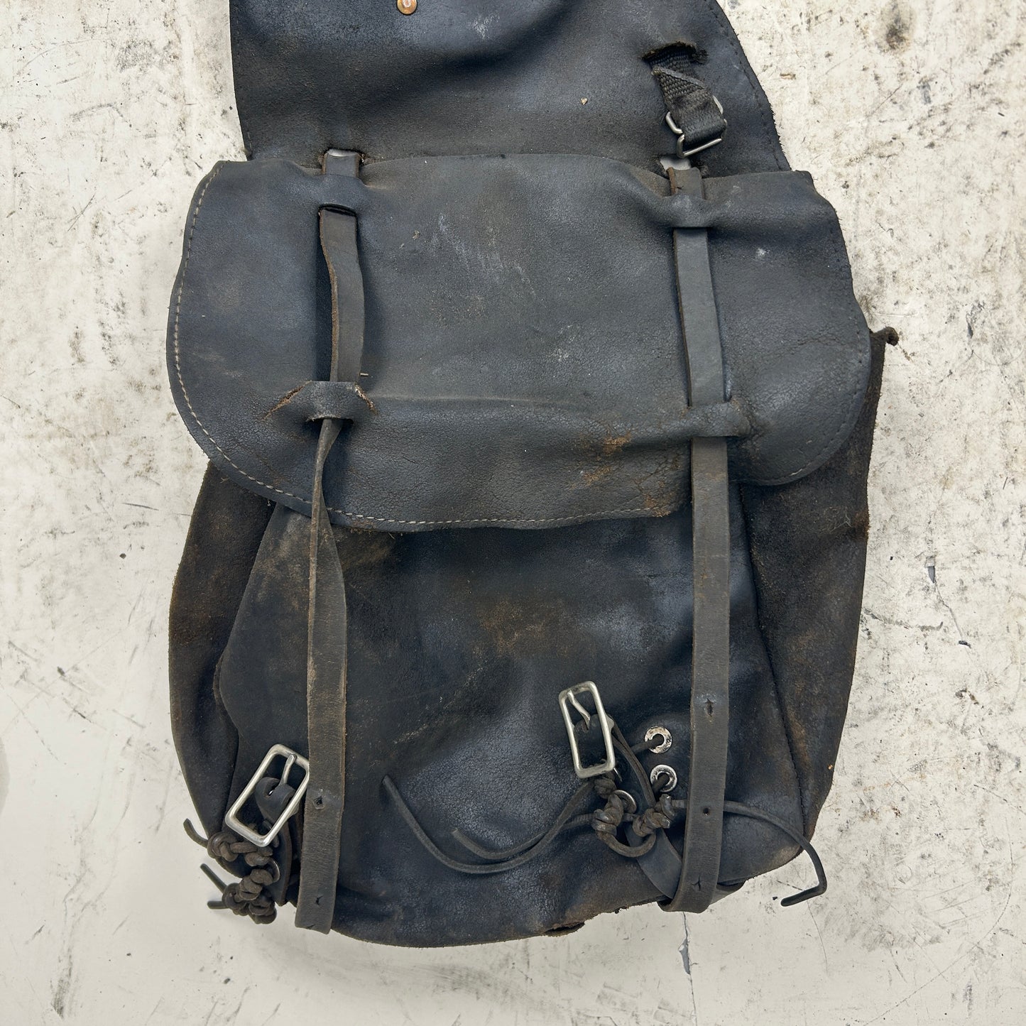 Vintage Black Leather Throwover Saddlebags