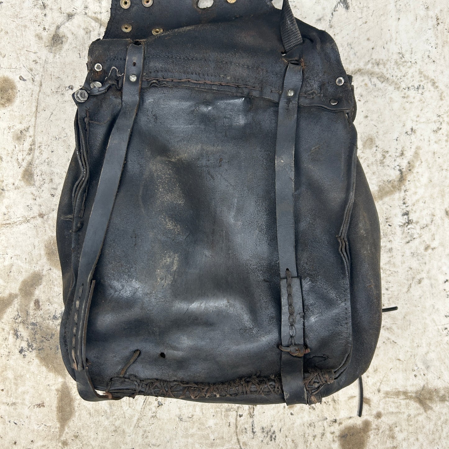 Vintage Black Leather Throwover Saddlebags