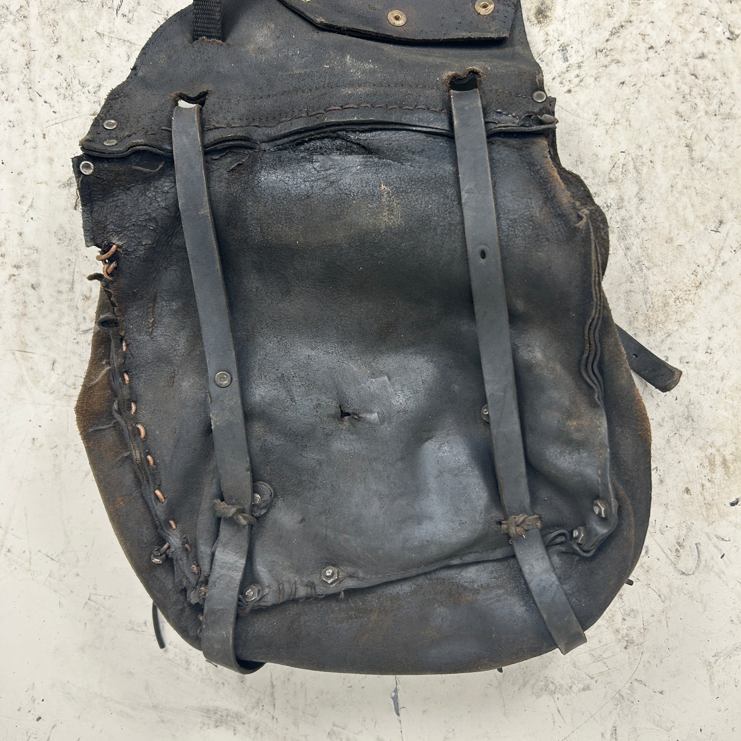 Vintage Black Leather Throwover Saddlebags