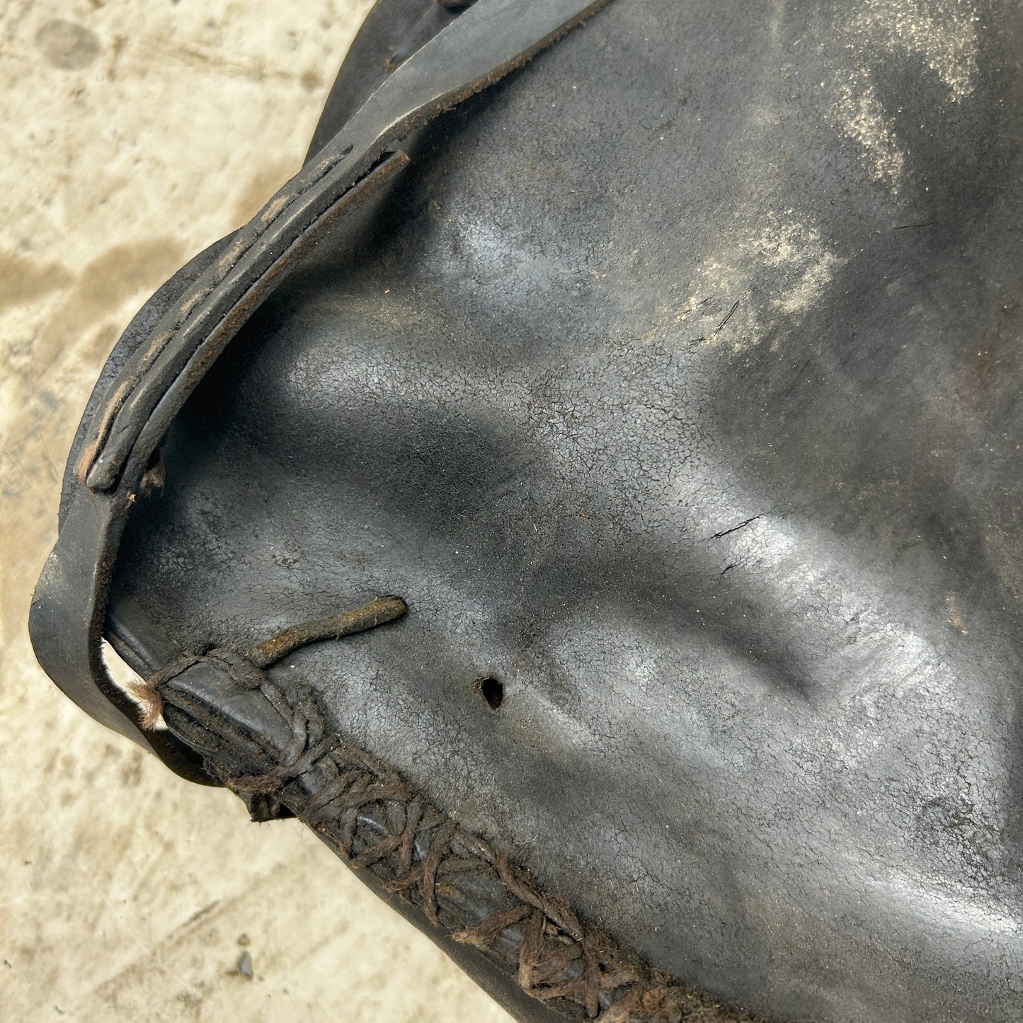 Vintage Black Leather Throwover Saddlebags