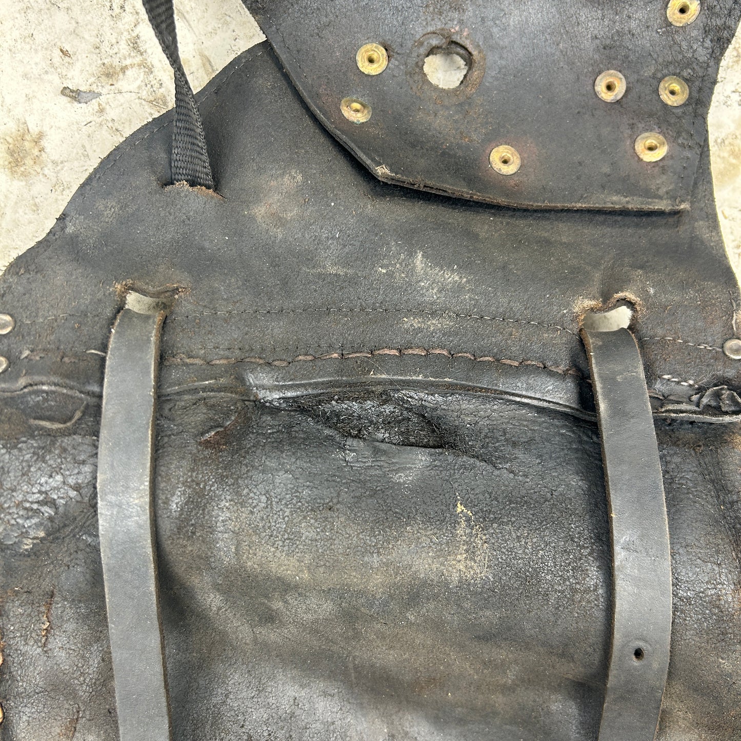 Vintage Black Leather Throwover Saddlebags