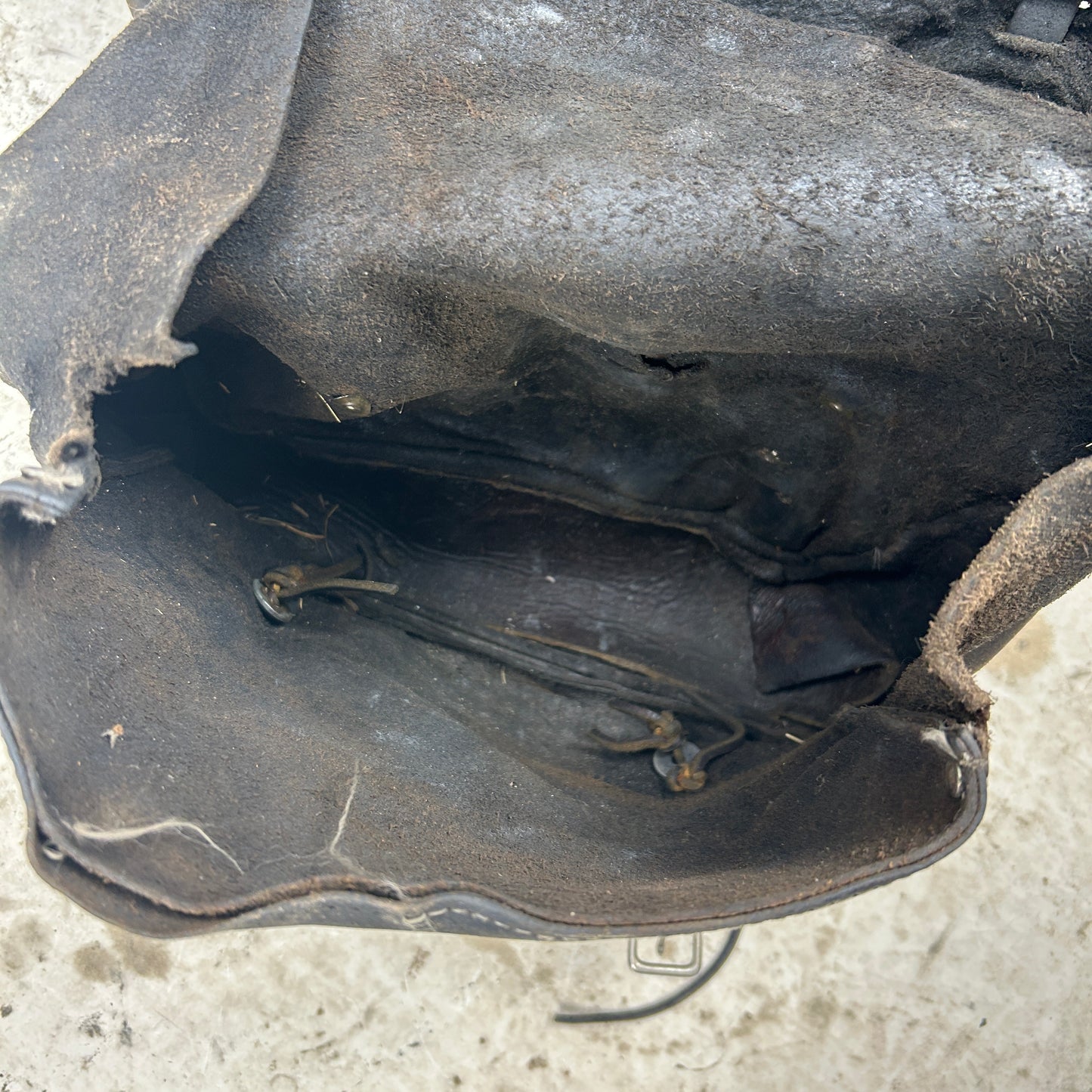 Vintage Black Leather Throwover Saddlebags