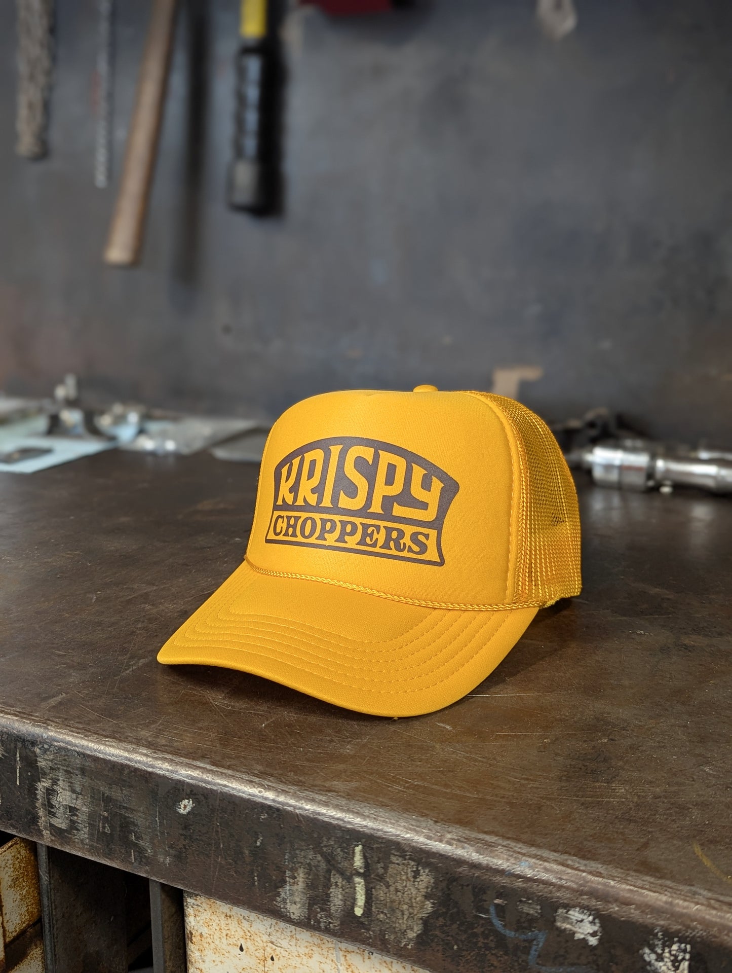 Krispy Choppers Badge Trucker Hat Gold